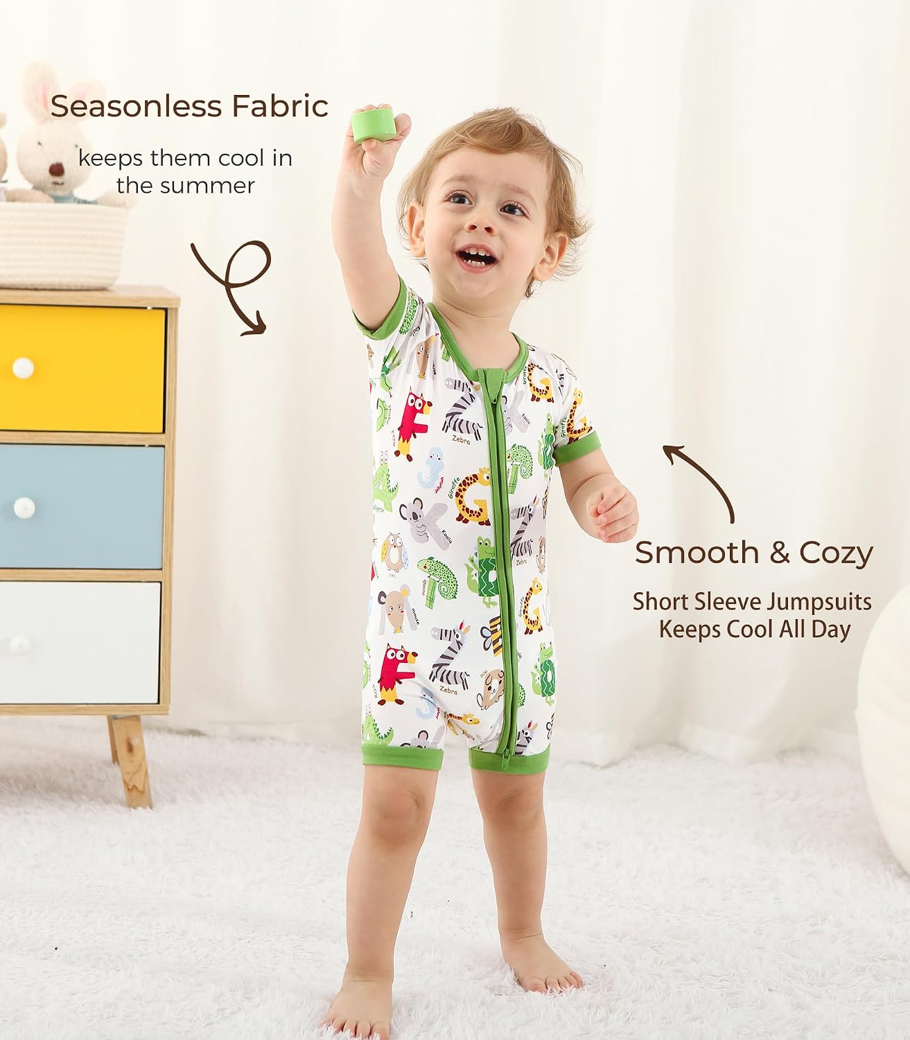 Baby Boy Romper Toddler Boys Short Sleeve Shorts Soft Jumpsuit Outfit Viscose Made from Bamboo