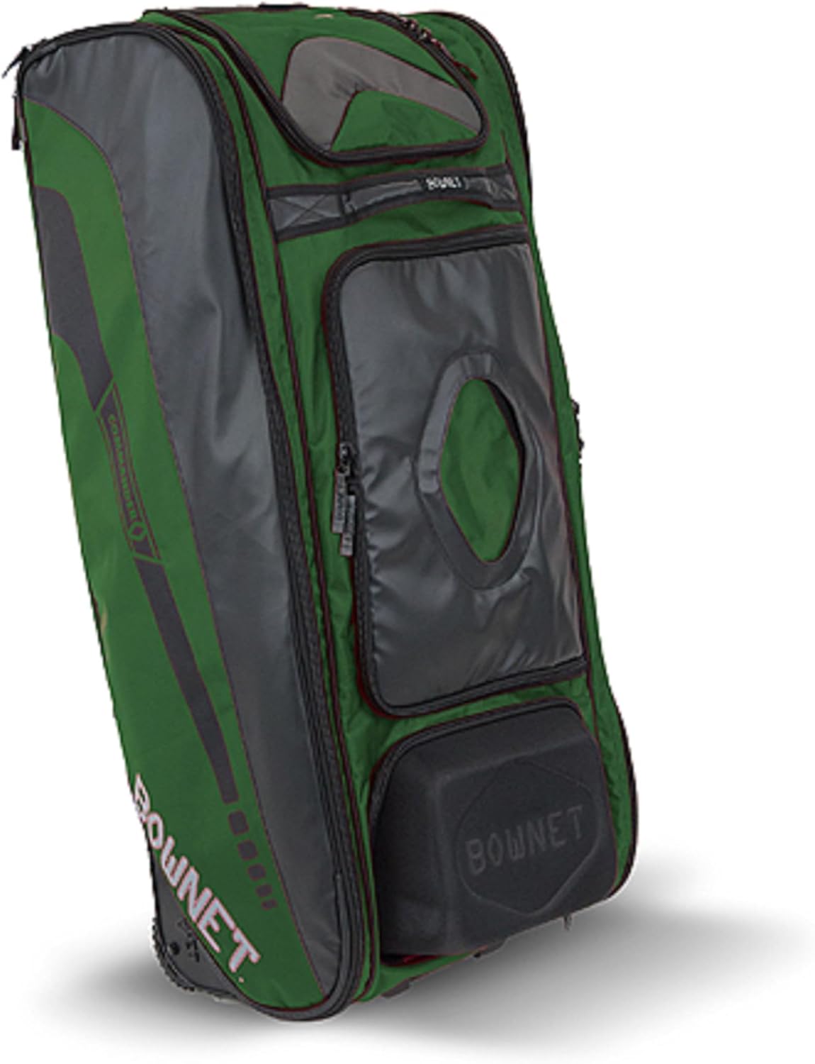 Bownet Commander Catcher’s Gear Bag with Wheels – Heavy Duty Rolling Baseball & Softball Equipment Bag, 14 Pockets, Helmet Case, Big Trax Wheels, Travel Approved
