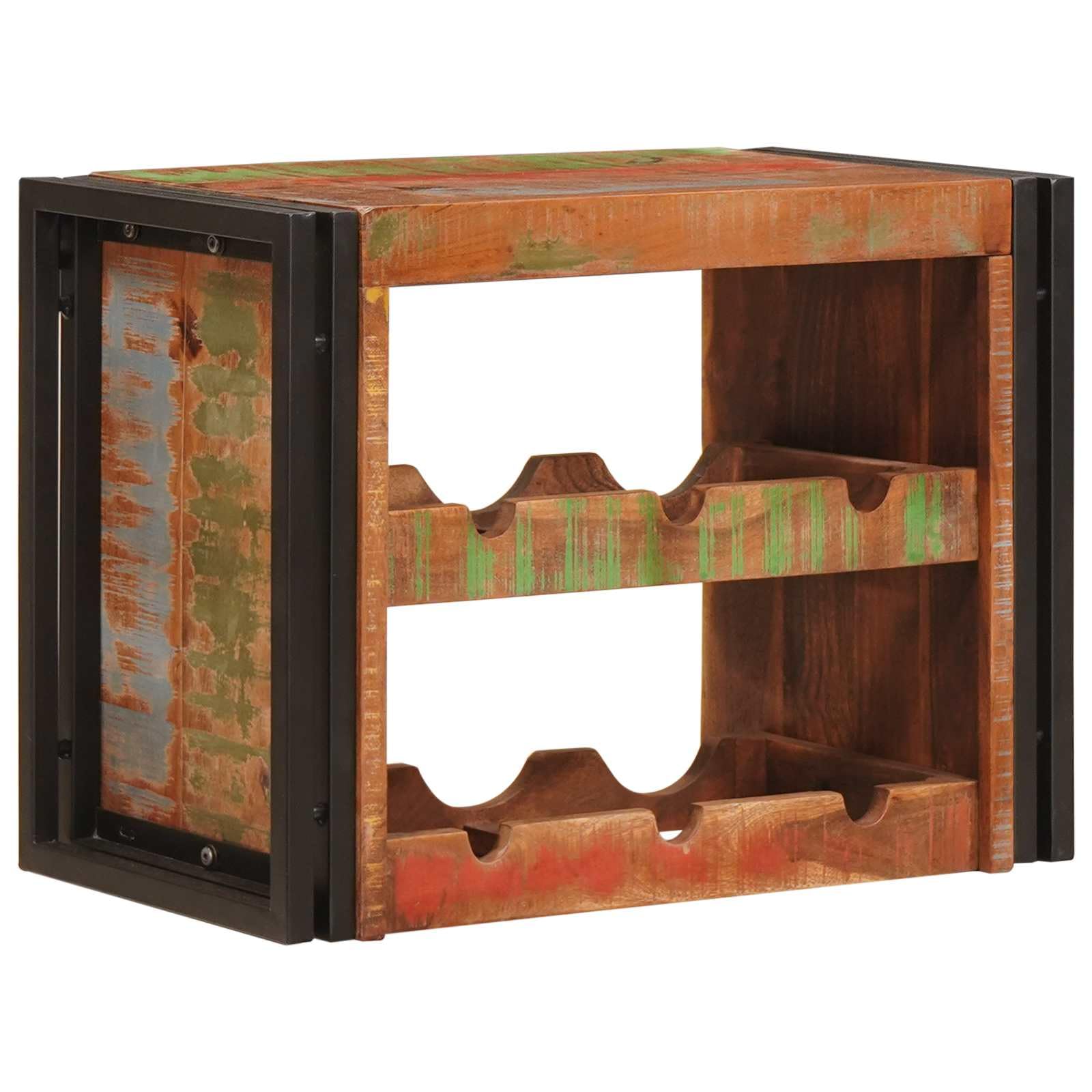Botellero de madera de mango montado en la pared - Botellero industrial marrón para cocinas modernas - Estructura rústica de vino de madera dura - Estantería 100 x 45 x 33 cm