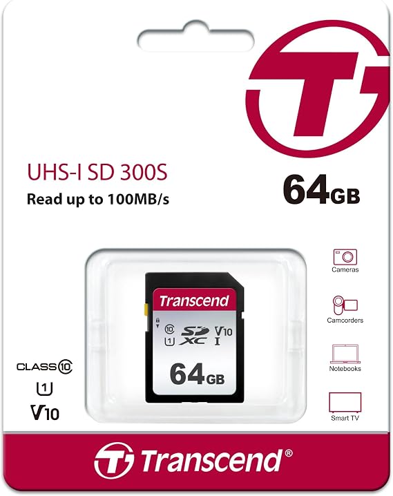 Transcend 64GB SDC300S SD UHS-I SDXC Speicherkarte 100 MB/s U1 V10 C10