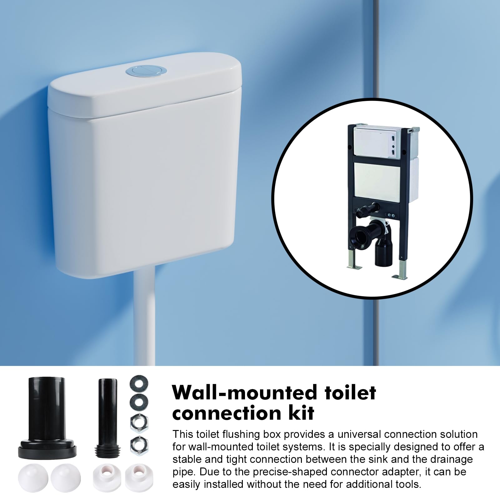 Set di collegamento per serbatoio WC da parete, diametro tubo in PVC 90/110, lunghezza 180 mm, compatibile con Geberit Duofix 405.116.00.1, tubo di scarico per WC a parete (modello