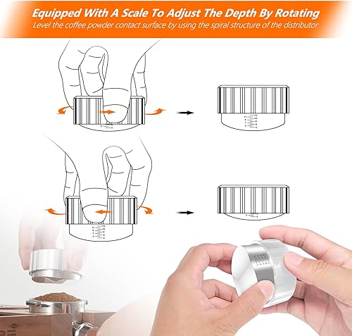 Miniatura 3 de IKAPE Distribuidor de café de 2.087 in, distribuidor de espresso de profundidad ajustable con escala, se adapta a todos los portafiltros de espresso