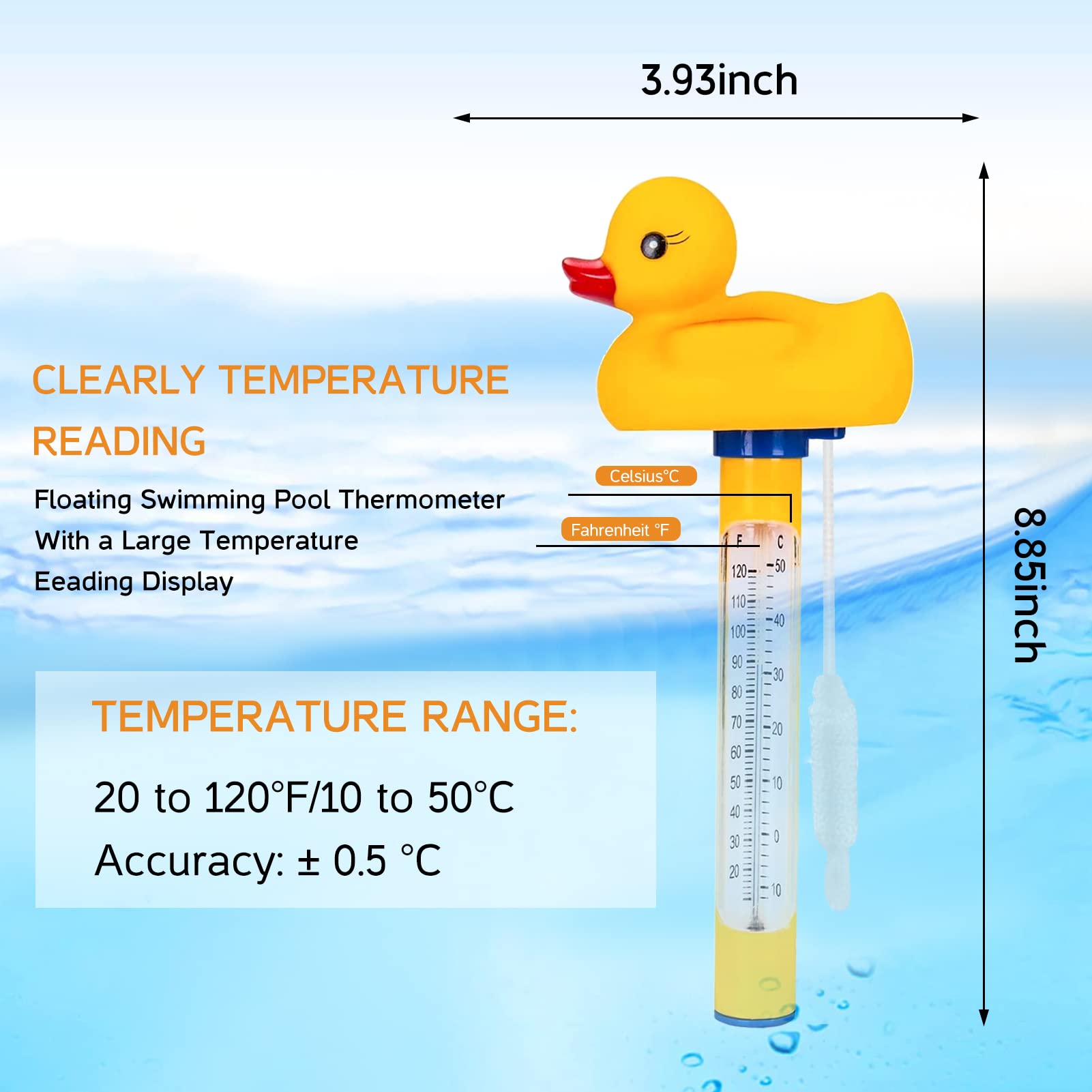 Süße Bade-Ente Als Poolthermometer - Schwimmend Mit Schnur Für Pool & Whirlpool