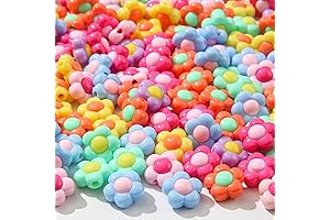 Rainbow Flower Acrylic Beads for Jewelry and Crafts