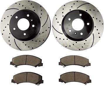 QPD10053 Front Brake kit with Drilled/Slotted Rotors and Ceramic Brake pads fit for Buick Lucerne