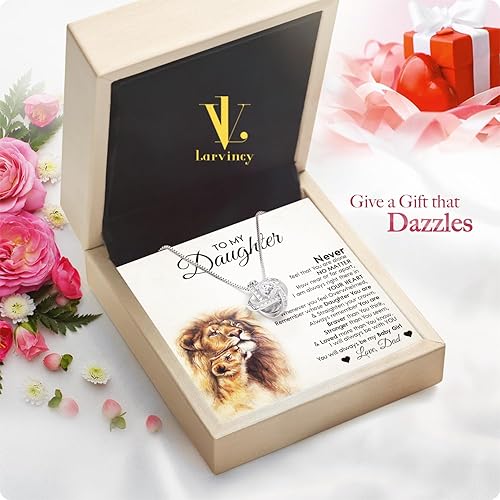 Miniatura 2 de Larvincy Collar Para Mi Hija De Papá Con Mensaje Sincero Y Elegante Caja, Regalos Para Hija De Padre, Hermosa Joyería De Regalo Del Amor De Papá En