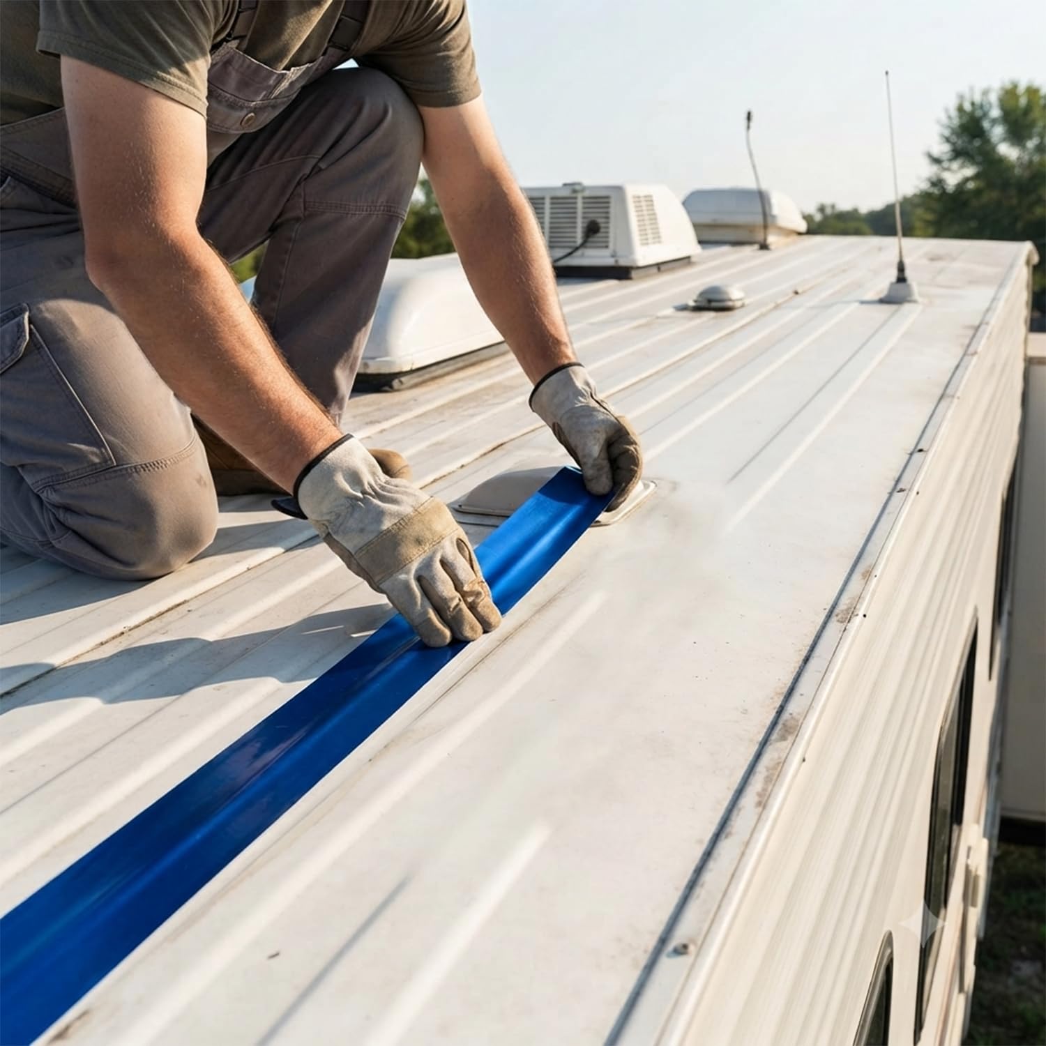 Nastro super impermeabile, 15,2 cm x 4,9 m, autoadesivo, a prova di perdite, nastro sigillante in butile blu ad alta resistenza, per tetti di camper, crepe sul tetto, toppa per rivestimento