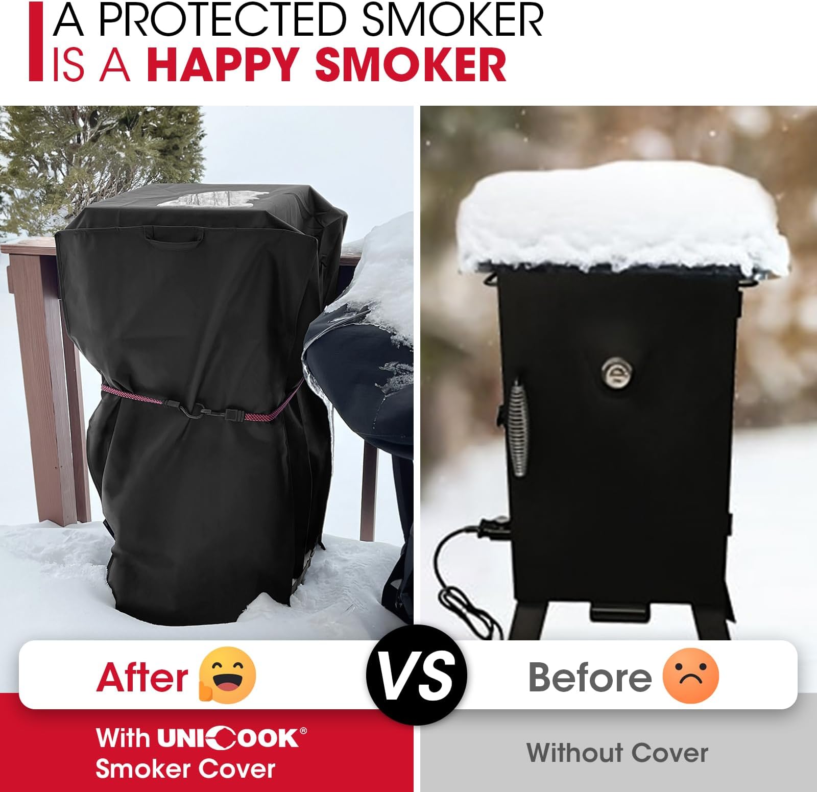 Unicook 40 Inch Electric Smoker Cover, Heavy Duty Waterproof Smoker Grill Cover, Fade and UV Resistant Square Vertical Smoker Cover, Durable and Convenient, 23" W x 17" D x 39" H
