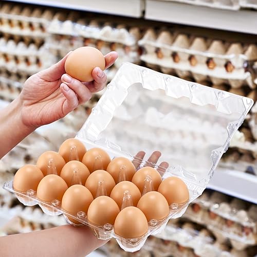 Miniatura 27 de Zubebe 200 cajas de cartón de plástico transparente para huevos, bandeja vacía para pollo a granel que se sostiene de forma segura para granja