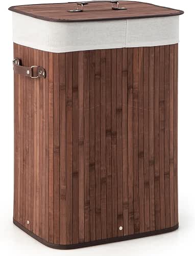 Giantex Bamboo Laundry Hamper with Lid, 72L Large & Tall