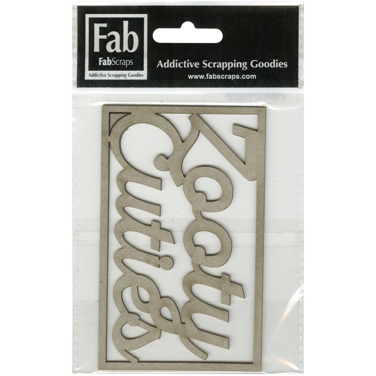 FabScraps Die-Cut Gray Chipboard Word Zooty Cuties 4.25-inch x 2.5-inch