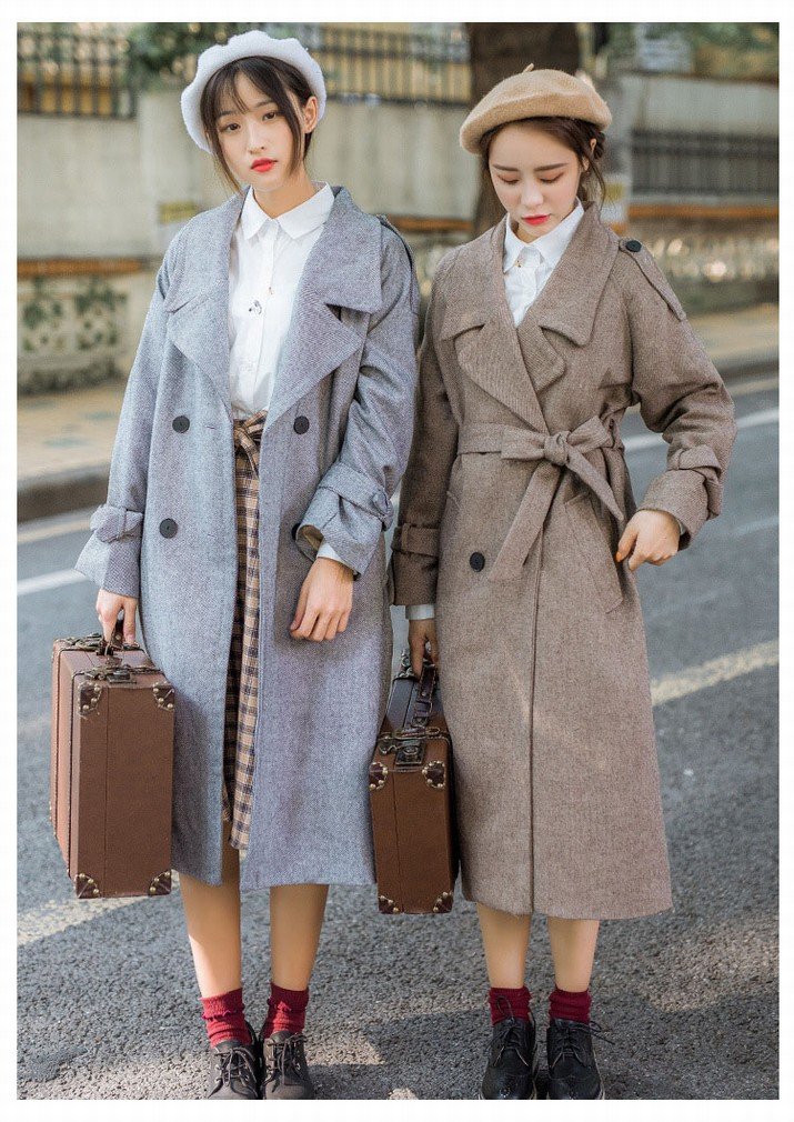 LD Moda Cappotto Sezione Lunga delle Donne di Autunno e Inverno delle Donne di Grandi Dimensioni la Giacca di Lana,Colore del caffè,L
