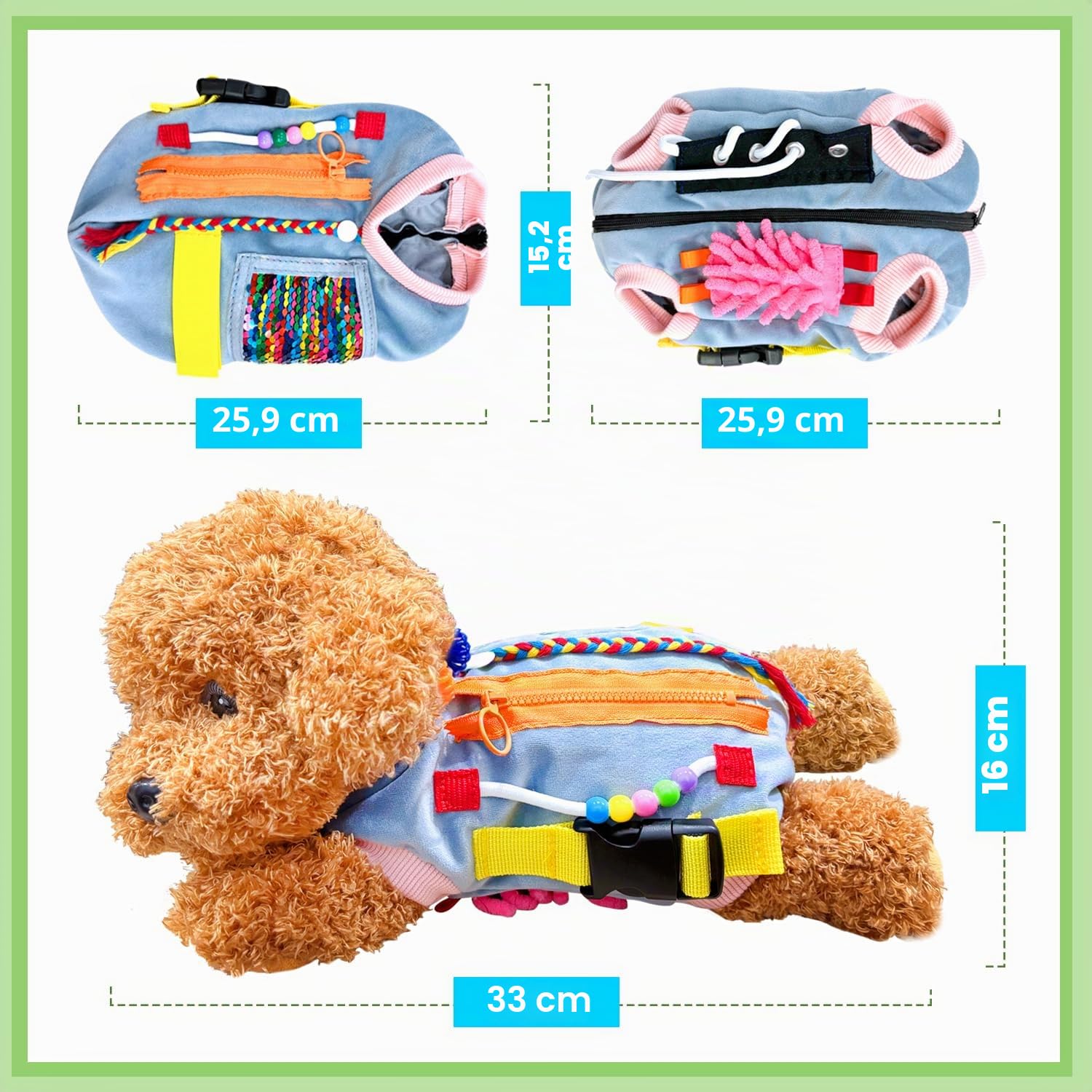 Couverture sensorielle pour chien âgé, couverture sensorielle pour démence, cadeau et activités pour personnes âgées atteintes de la maladie d'Alzheimer ou de démence, jouets sensoriels Fidget Toys