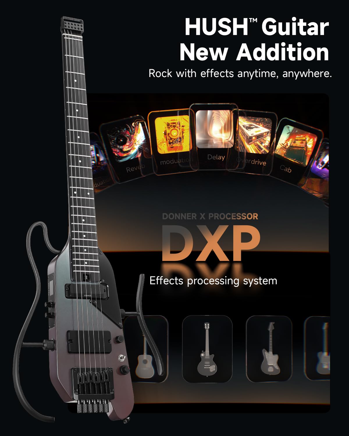 HUSH-X／DONNER Amazon.com: Donner HUSH X PRO Electric Guitar Kit - Smart Travel