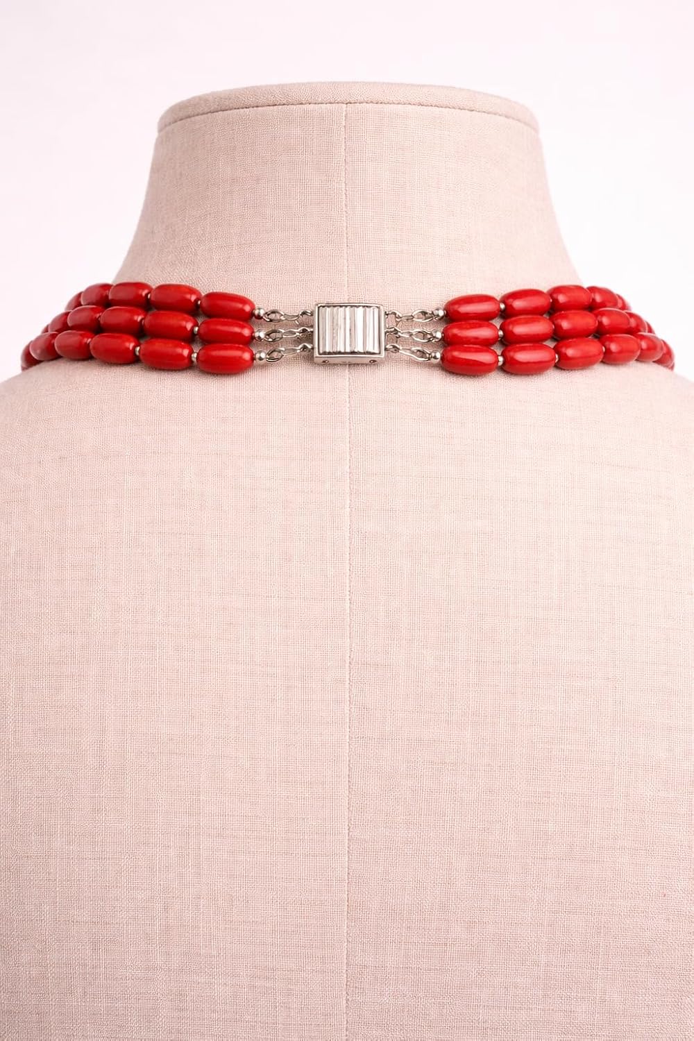 Handcrafted 3-Strand Coral Beads Necklace for Women Multi-Layer Statement Necklace Available in Multiple Bead Sizes & Shapes