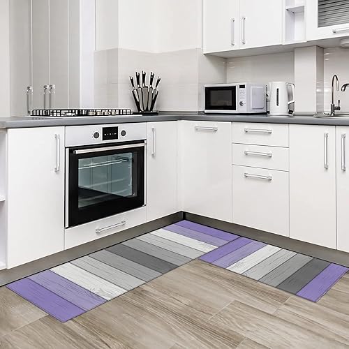 Miniatura 3 de Tapete de cocina con tablones de madera, antideslizantes, tapetes de cocina suaves para piso, alfombra de cocina, antideslizante, lavable, alfombra