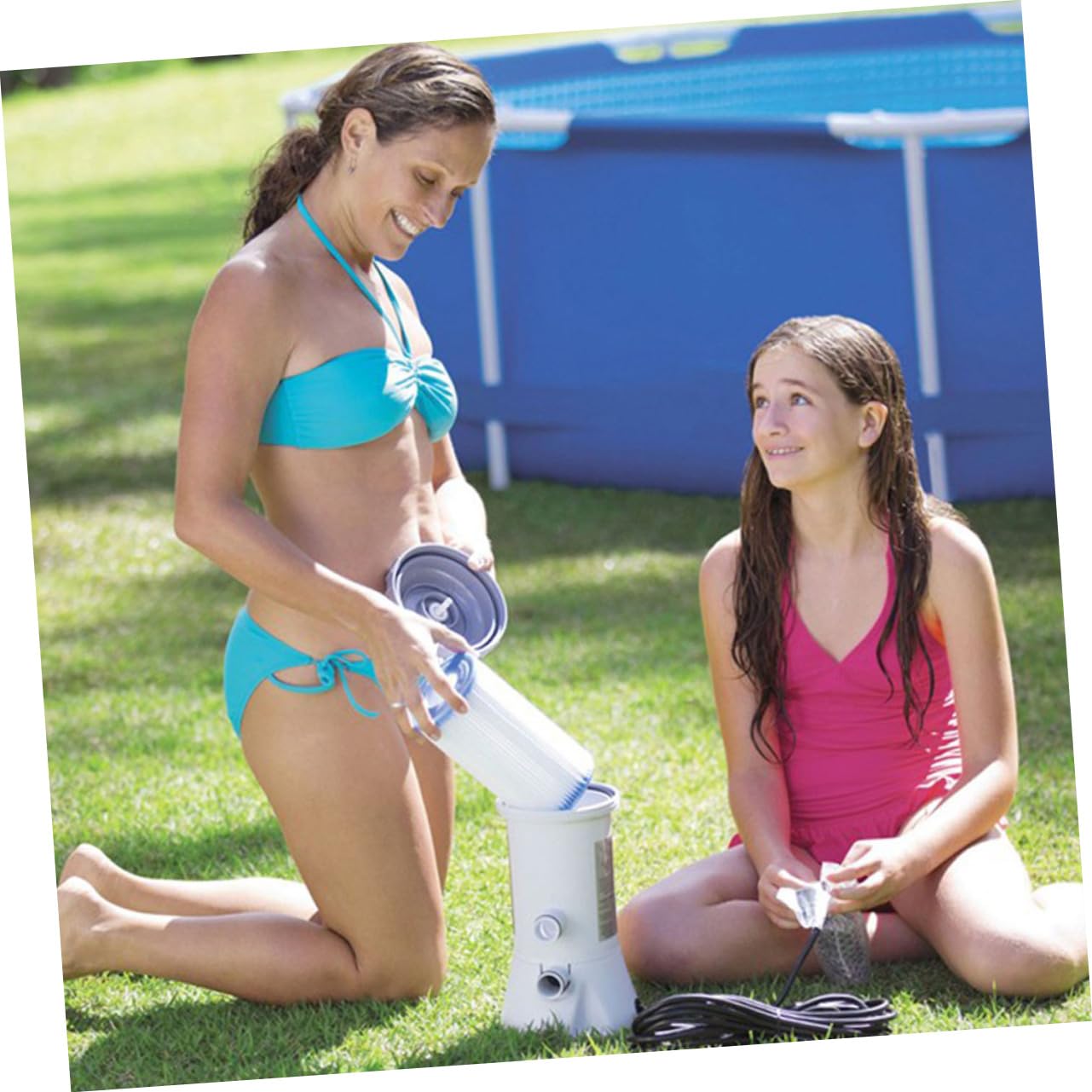 Pompe de Filtration Piscine 1 Set en Plastique, Circulation Eau, Nettoyage