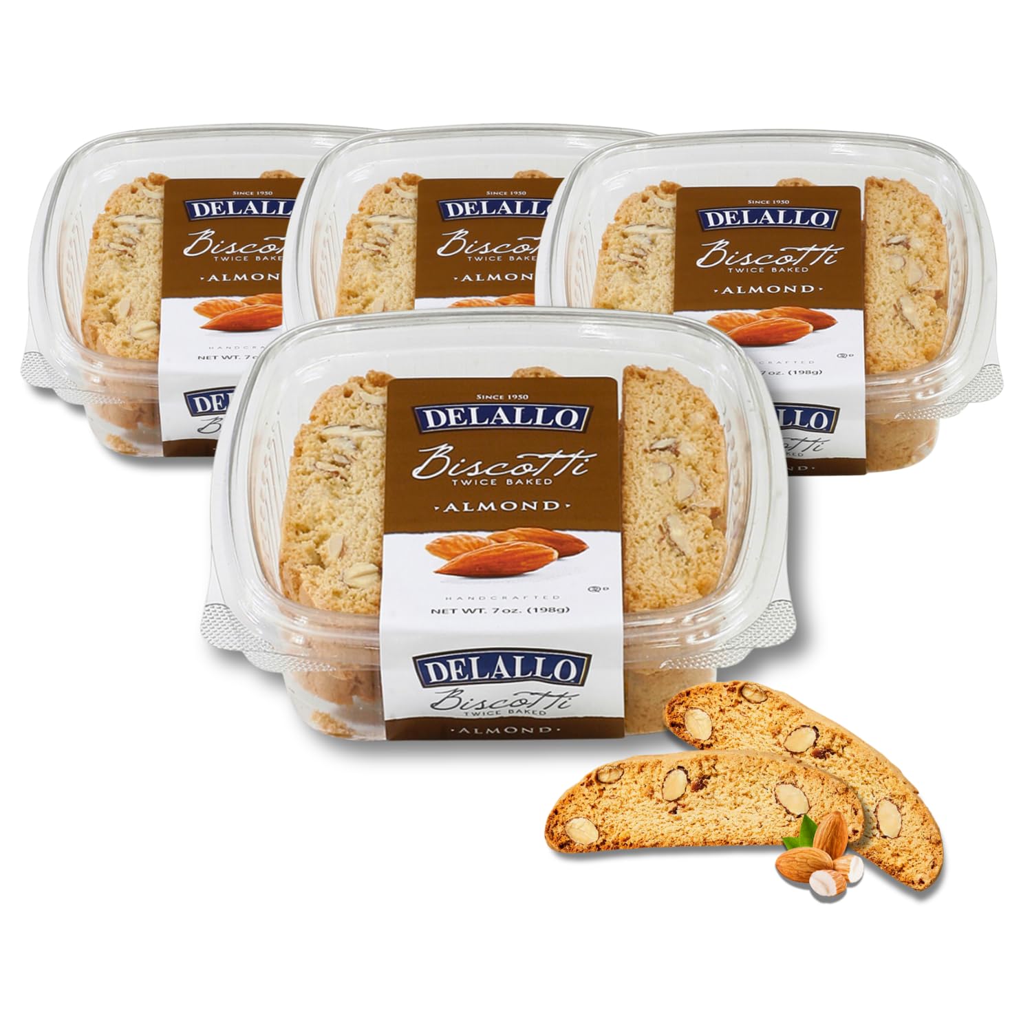 Almond Biscotti, (4 Pack), Authentic Italian Recipe, Golden Brown Twice Baked Cookies, Kosher, Non-GMO, All Natural Italian Biscuits Made in Small Batches, Nutty Warm Flavor