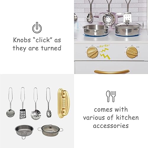 Miniatura 10 de Juguete de simulación para bebés, juego de cocina y juego de juguetes de cocina con luz, fregadero con grifo, horno, microondas, juego de utensilios