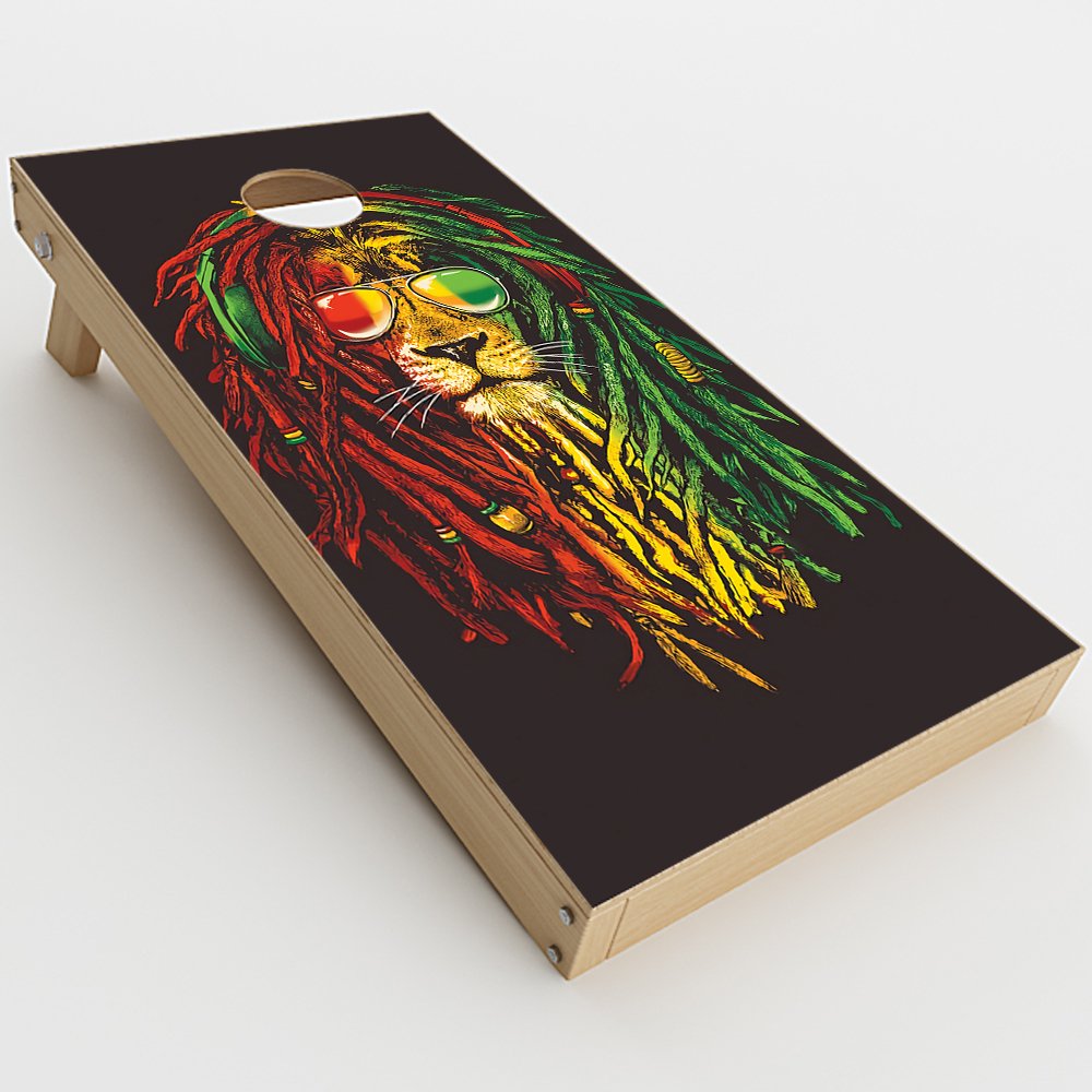 Skin Decal Vinyl Wrap for Cornhole Game Board Bag Toss (2xpcs.) Skins Stickers Cover/Rasta Dread Lion Irie