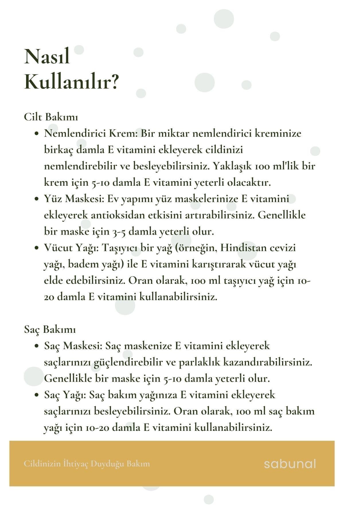 E Vitamini 30 ml - Saç ve Cilt Bakımı İçin, Yaşlanma Karşıtı Doğal Vitamin
