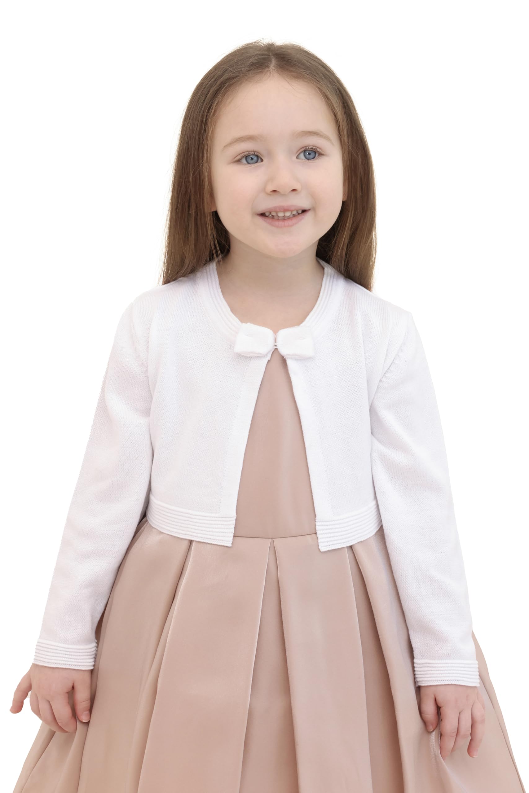 Lilax Little Girls' Knit Long Sleeve Bowknot Closure Bolero Cardigan