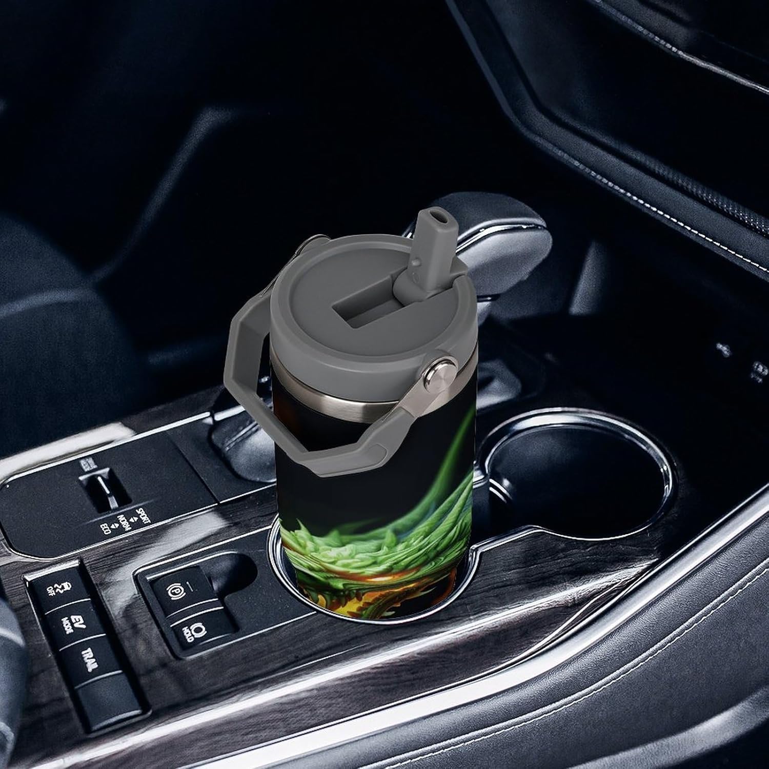 Chinese Dragon Water Bottle 30 Oz Fits Car Cup Holder,Insulated Coffee Mug Large Capacity Car Cups,Stainless Steel Double Wall Sport Bottle for Travel Sports Gym