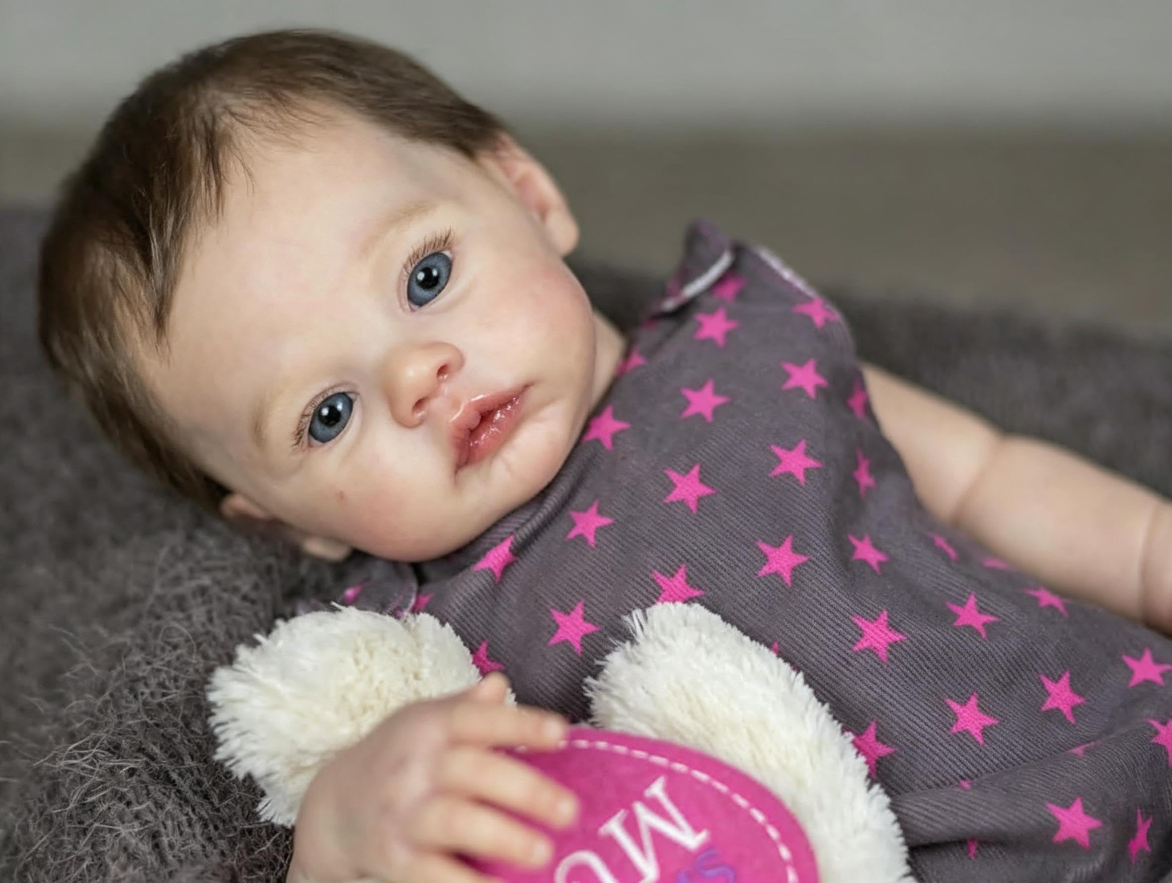 RXDOLL Winylowe lalki Reborn na całe ciało, 45 cm, prawdziwe życie, dla noworodka, dziewczynki z otwartymi oczami, ważone, realistyczne lalki niemowlęce, ręcznie robiona zabawka prezentowa z