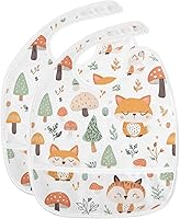 Vista 8 de MCHIVER Baberos de bebé para bebé niño y niña, delantal de alimentación impermeable, babero de algodón para comer alimentos, 2 paquetes