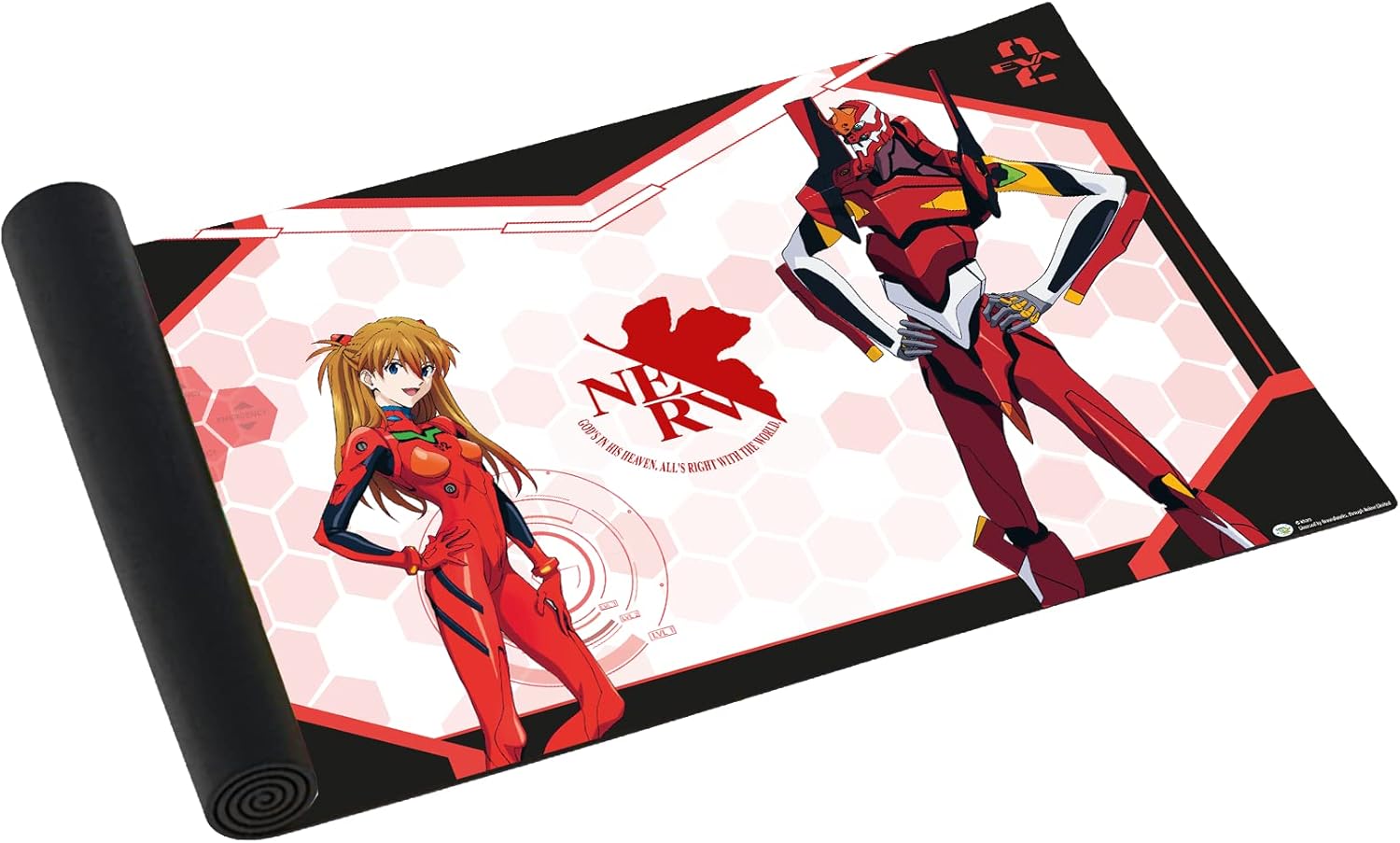 Japanime Games Evangelion: EVA 02 Playmat | High-Quality Gaming Playmat | Large Size (24” x 14”) | Premium Neoprene Surface, Non-Slip Base | Your Favorite Heroes