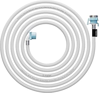 Buildskill Fully Automatic Washing Machine Pipe Inlet - 5M Length, Burst Proof & Anti Kink Washing Machine Inlet Pipe, Hot & Cold Washing Machine Water Inlet Pipe, Pressure Resistant (Pack of 1)