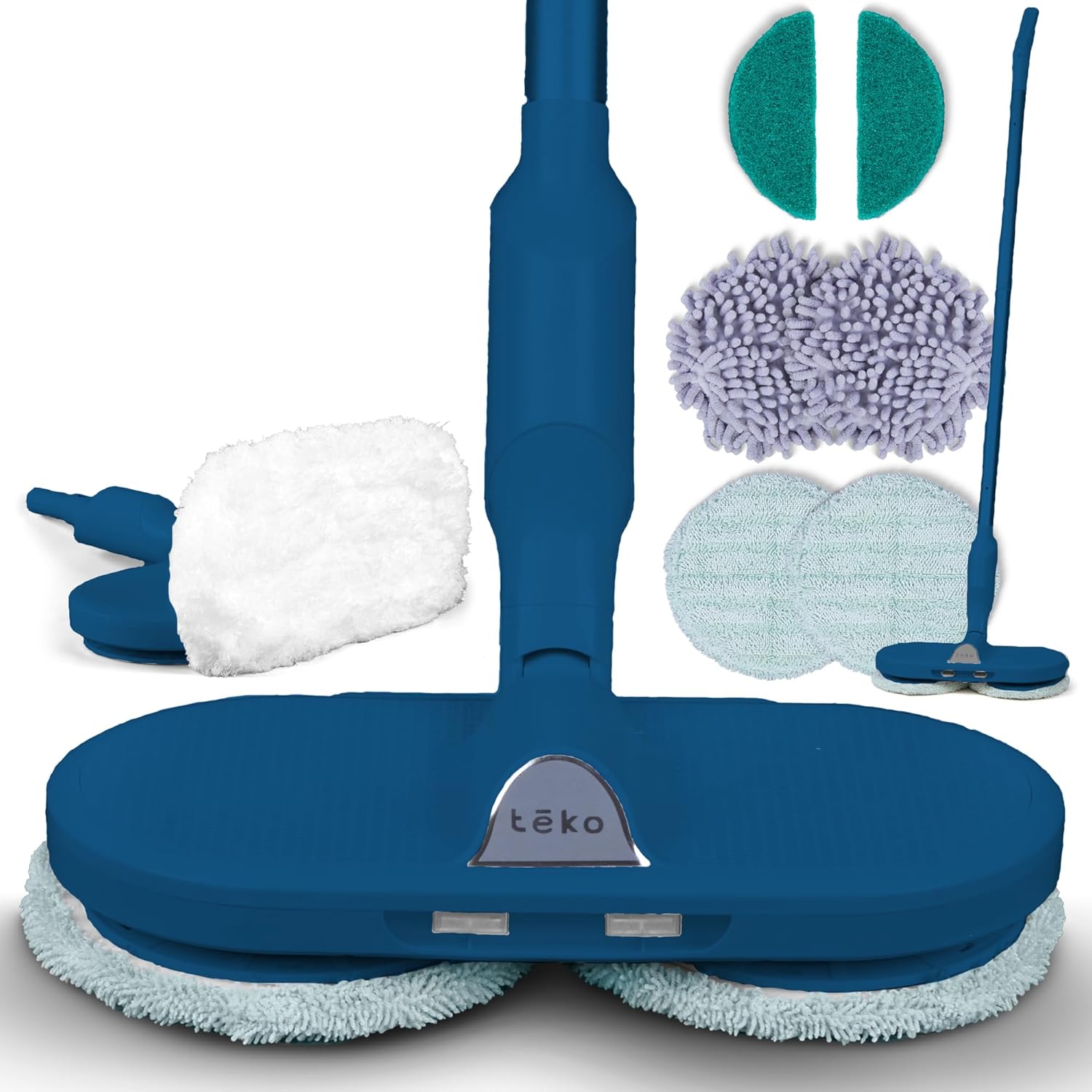 TEKO Electric Mop | Power Cleaner| Hardwood Floor Mop with Baseboard Cleaner Attachment | Floor Mops with Washable Pads Included (Blue)