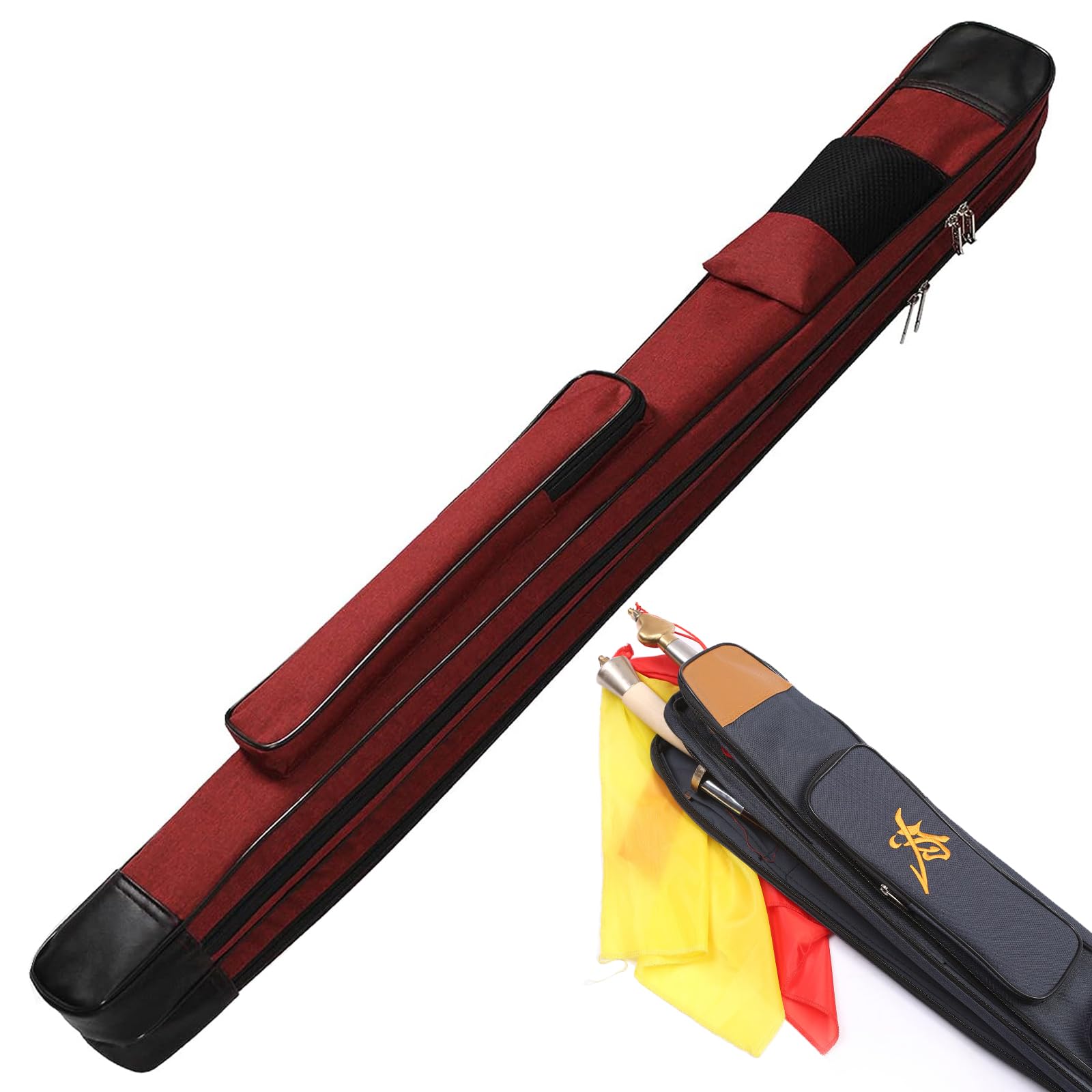 Miuxe Red Sword Carrying Bag Katana Case Chinese Kung Fu Sword Bag Single And Double Layer Case Martial Arts Equipment Weapons Case Shoulder Bag