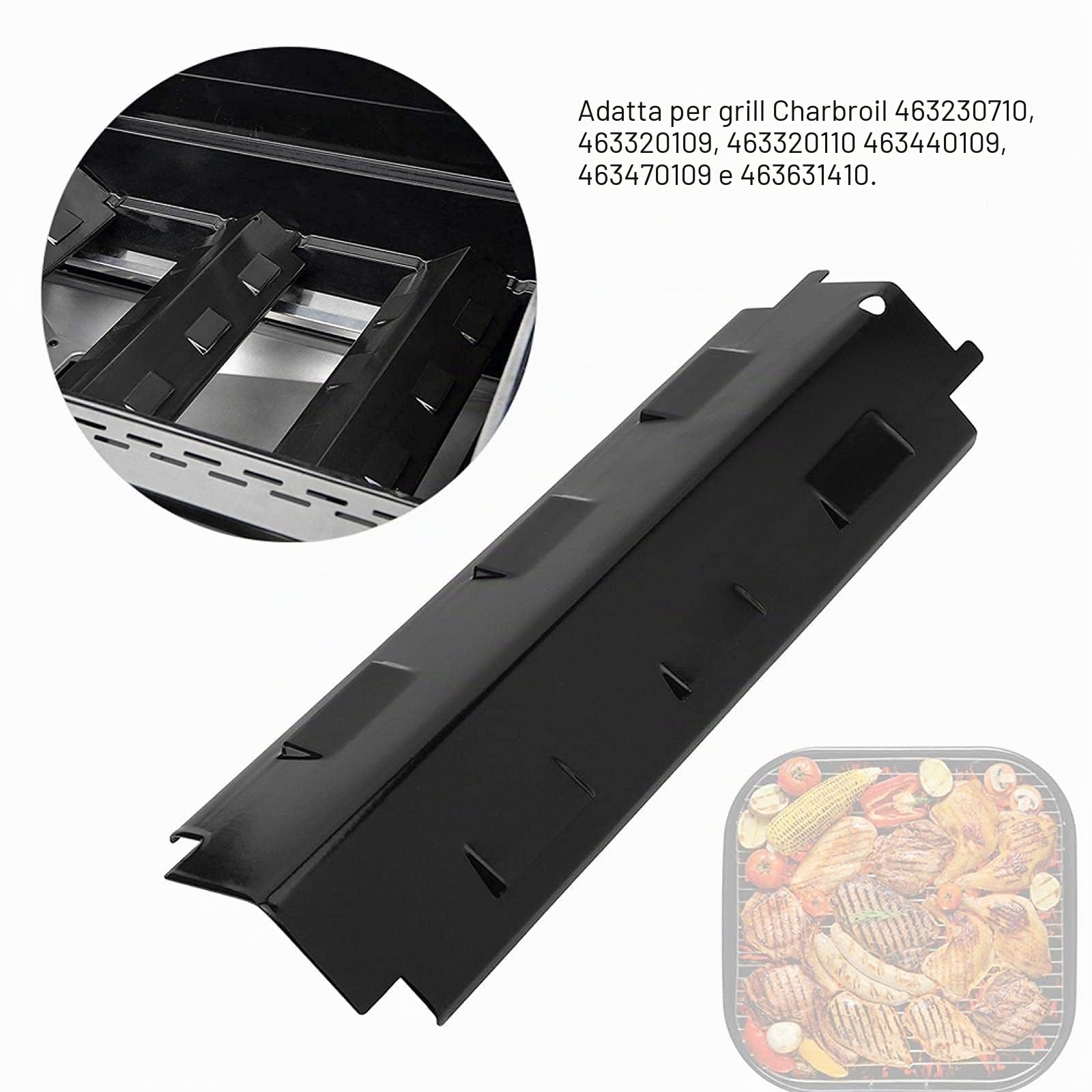 Piastra BBQ Diffusore di Calore Parti, Deflettore Termico in Acciaio Inossidabile, Universale Piastra Diffusore di Calore Parti, Diffusore di Calore Copri Bruciatore per Barbecue a Gas Ricambio