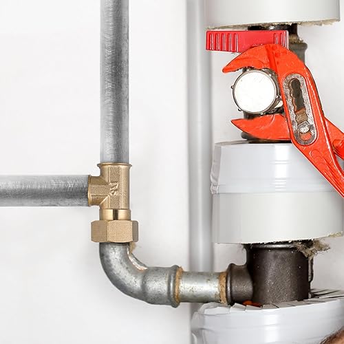 Miniatura 6 de VILLCASE Válvula Add-A-Tee de parada de ángulo de latón, 2 piezas de accesorios de compresión en T Adaptador de válvula de 3 vías para conector Codo