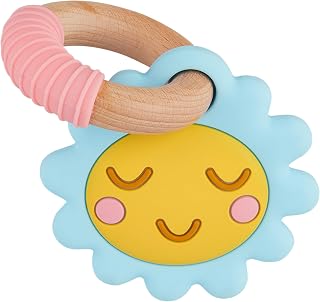Baby Teething Toys Silicone Baby Soccer-Themed Teether Over 3 Months - Sensory Chew Toys - Baby Teether for Teething Relief - BPA Free Infant Toys Baby Shower Gifts (Blue&Red)