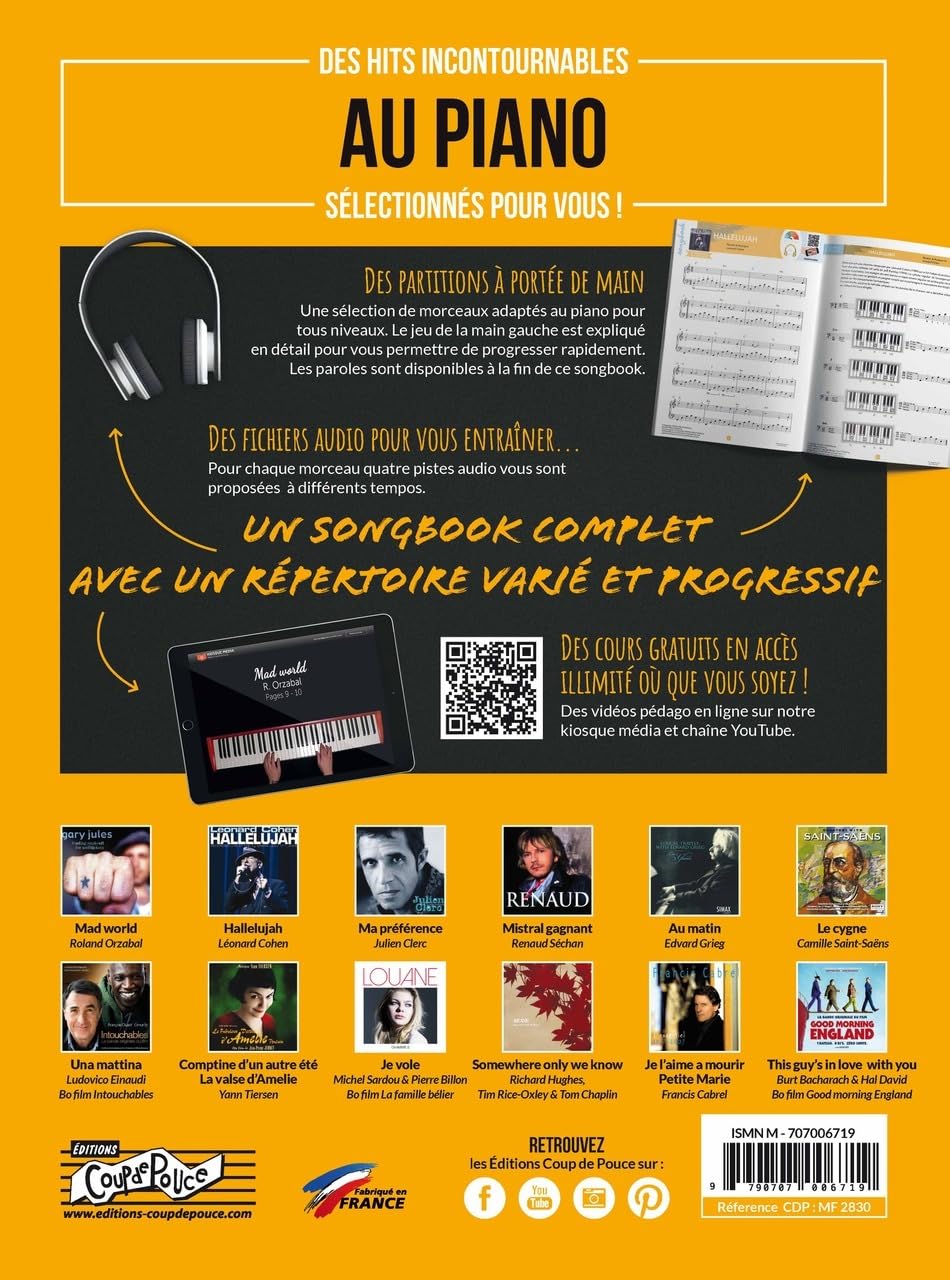 Méthode Coup de pouce Songbook piano vol.1      Paperback – July 14, 2018