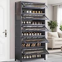 Vista 11 de Zapatero de bambú, organizador de almacenamiento de 5 niveles, 15-20 pares de zapateros independientes y organizadores de zapatos para entrada
