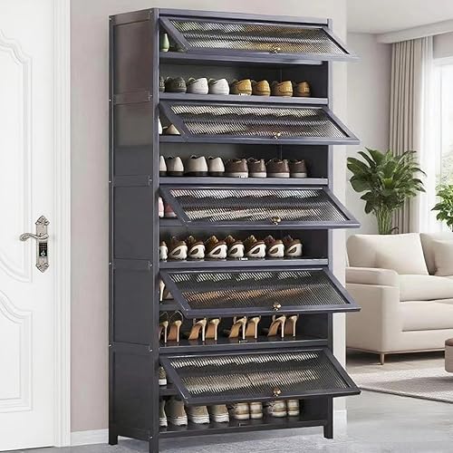 Miniatura 11 de Zapatero de bambú, organizador de almacenamiento de 5 niveles, 15-20 pares de zapateros independientes y organizadores de zapatos para entrada,