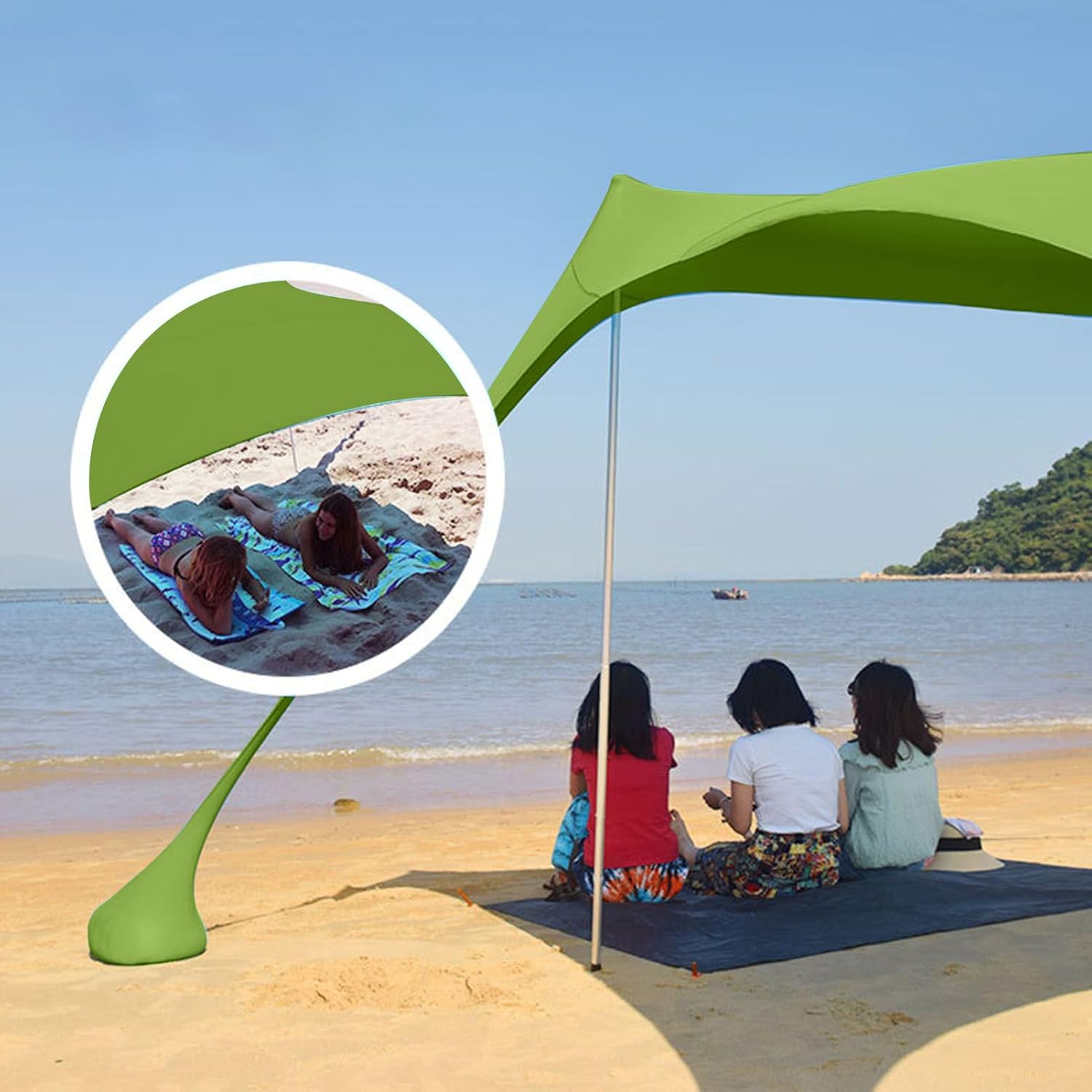 ビーチテント 日よけシェルター - アウトドア 日よけ 遮光性 軽量ポータブル設計 アウトドアレジャー 家族ピクニック 海水浴対応