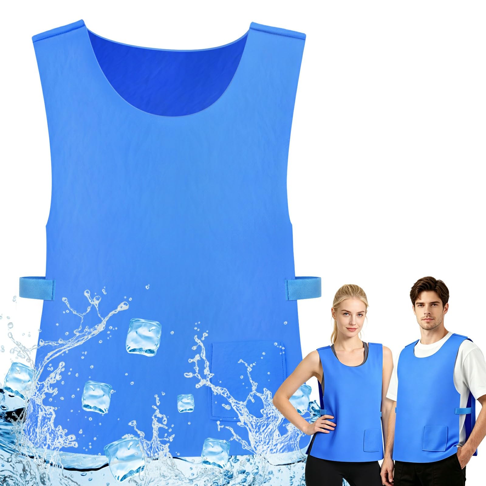 Chaleco de enfriamiento para hombres y mujeres, chaleco fresco evaporativo ajustable, chaleco de hielo reutilizable activado por agua PVA, enfriador corporal ligero para deportes al aire libre y