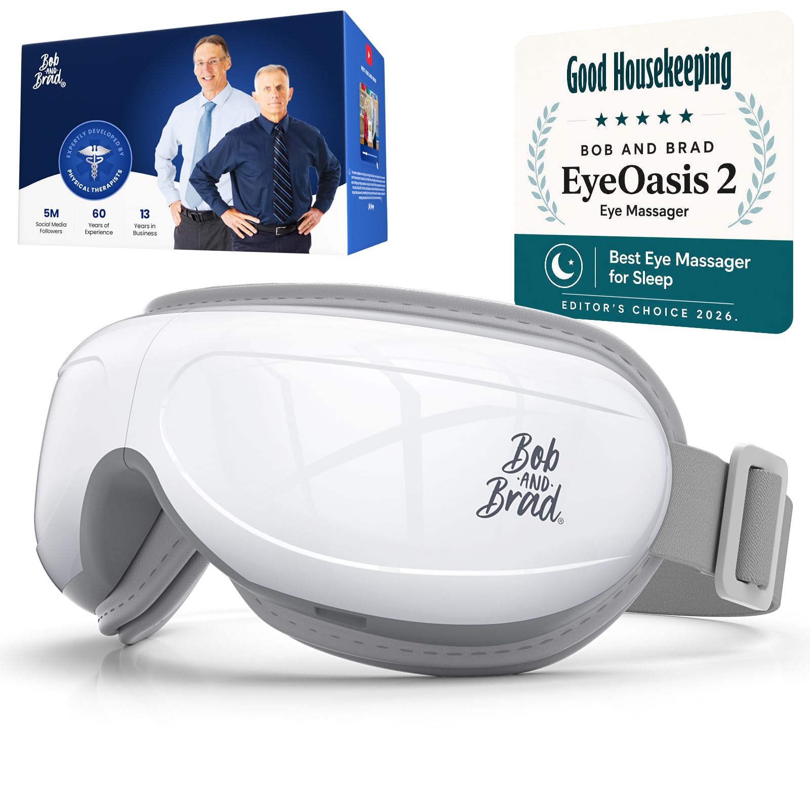 BOB AND BRAD Eye Massager with Heat FSA Eligible HSA, Birthday Gifts for Women Men Mom EyeOasis 2 Heated Eye Mask for Migraines with Music, Smart Migraine Massager for Dry Eyes Relief & Improve Sleep