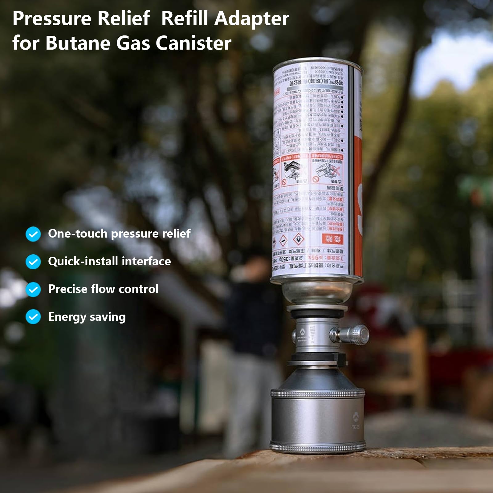 Campingmoon Butane Fill Adapter Gas Refill Adapter Pressure Relief Valve Butane Nozzle Fill Adapter Tip Convert Cassette Canister/Isobutane Canister Into Inflatable Tank