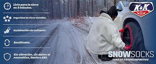 Miniatura 8 de K&K Auto Fundas para neumáticos de nieve  Serie Pro para máxima adherencia, dispositivo de tracción alternativo a las cadenas de nieve aprobado