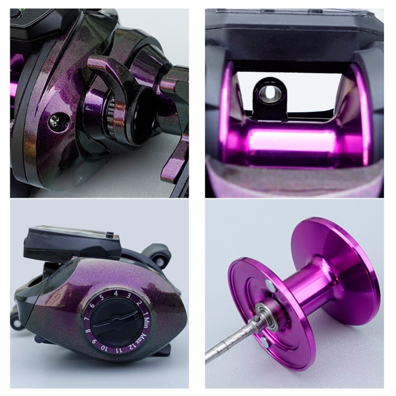 Carrete de pesca eléctrico, carrete de cebo con pantalla digital, pantalla de retroiluminación recargable, rueda de pesca con alarma de mordida, 4 + 1 rodamientos de bolas de acero