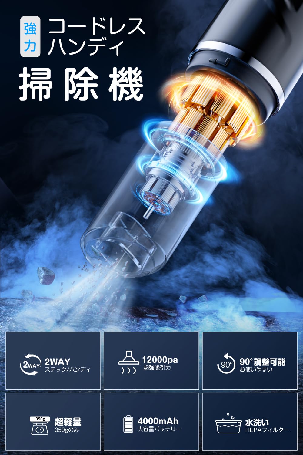 2024年製のため格安⭕️掃除機 コードレス 超強力吸引 ハンディークリーナー Amazon | ハンディクリーナー 多機能【2024新登場】車用掃除機