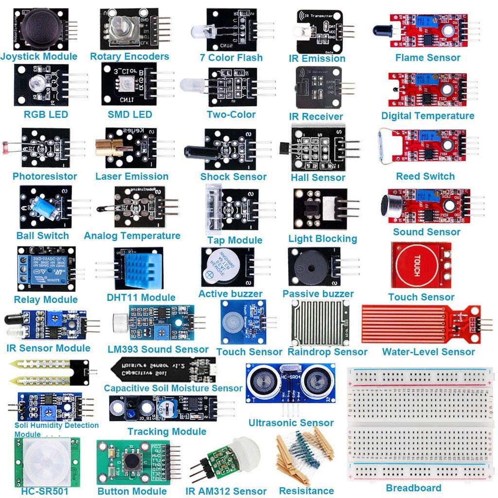 Buy DAOKI 37 in 1 Sensor Modules Kit Arduino Kit Compatible with ...