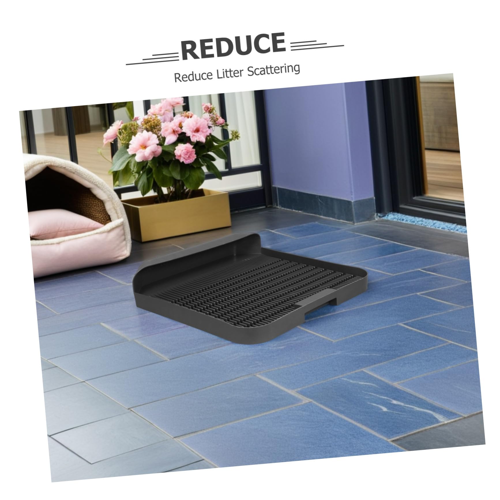 Cat Litter Tray Mat Non-slip Deep Litter Box Rug With Raised Edges For Scatter Control Easy To Clean And Portable