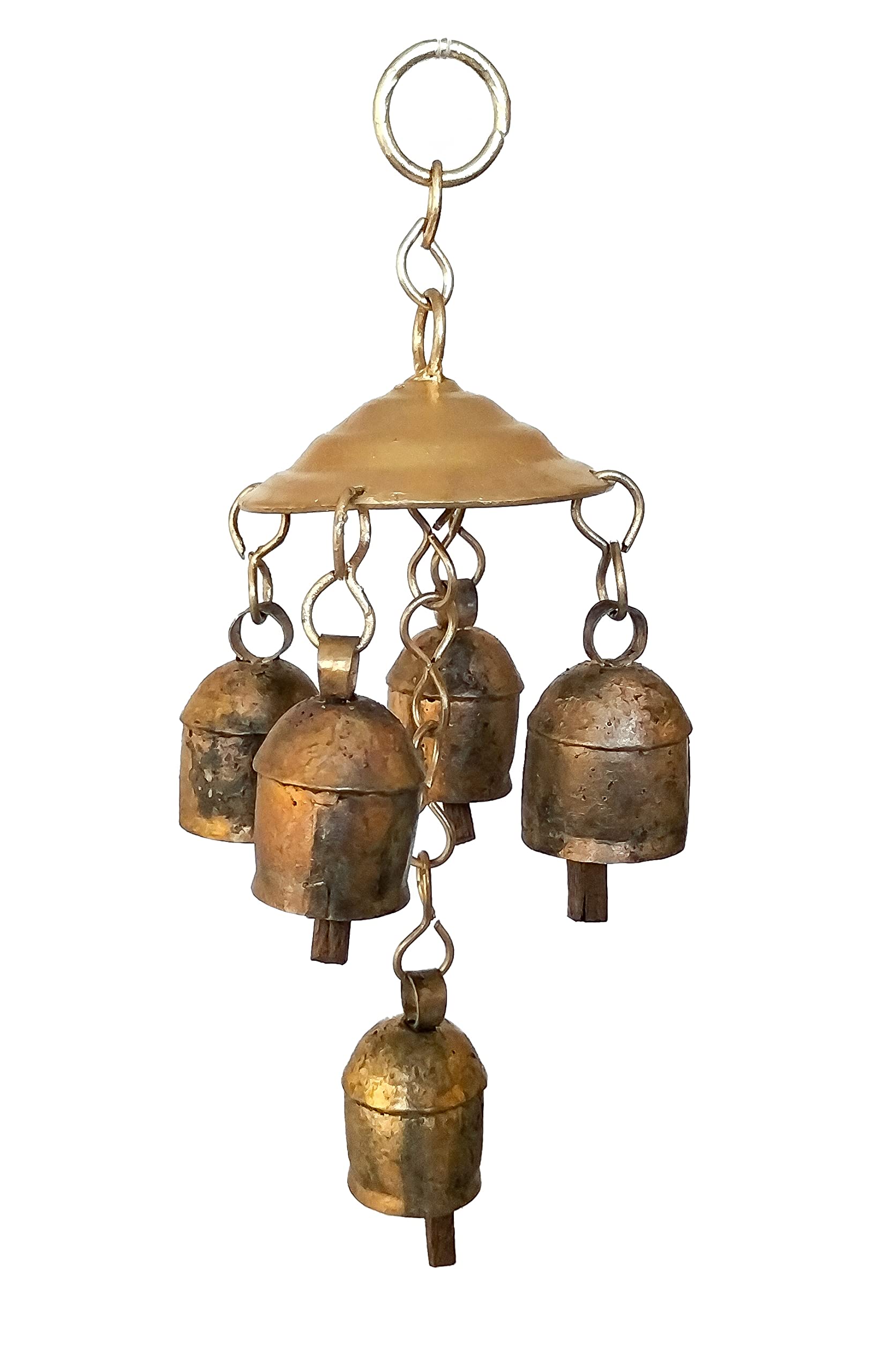 Wind Chimes Copper Bell Handicrafted Kutchi Metal Bells Small zoomer Shape with 5 Bells-image-18