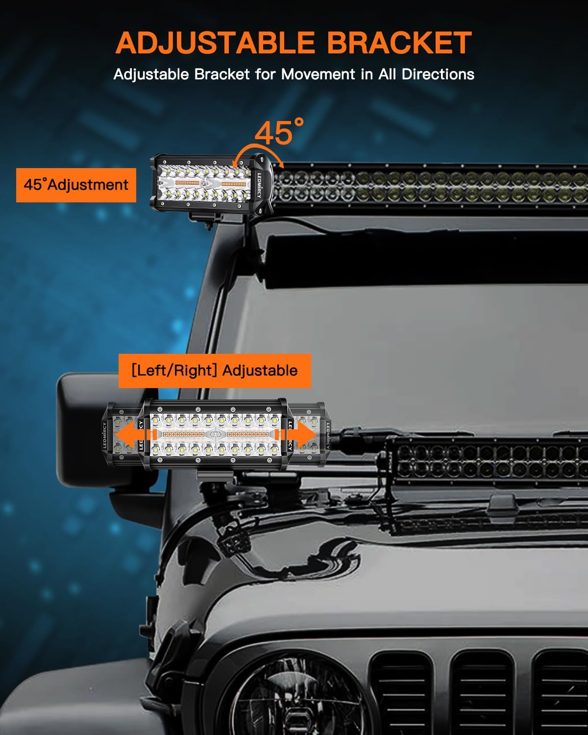 LEDMIRCY 7 Inch LED Light Bar Kit with Rocker Switch 6 Modes White Amber Offroad Light Bar with Memory Function Strobe Light with Wiring Harness Flashing Work Lights for Trucks Boat Tractor Etc